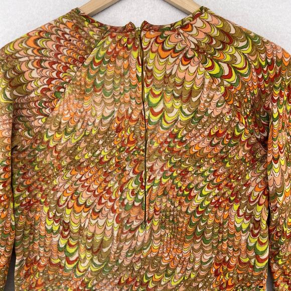 GOLDWORM Sweater Womens 8 Virgin Merino Wool Mod Retro Orange Italy VTG - Picture 4 of 16